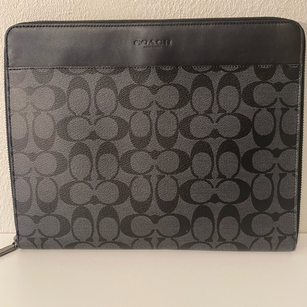 New Coach Tech iPad Case in Leather and Signature Print